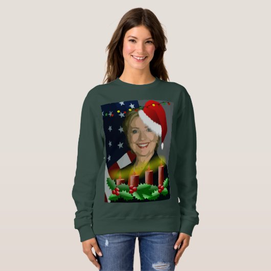 kerstmis hillary clinton womens sweatshirt (Voorkant volledig)