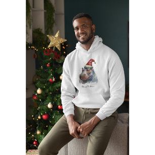 Kerstmis Hippo, aanpasbaar Hoodie