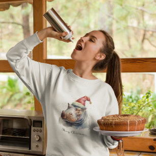 Kerstmis Hippo, aanpasbaar T-shirt