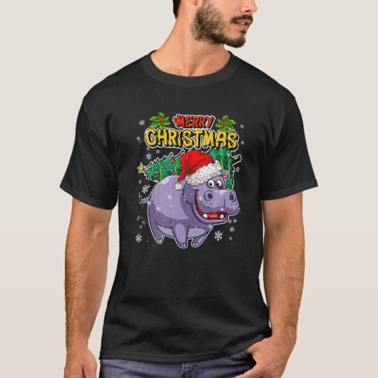 Kerstmis Hippo - Zoete kerstdieren - Hippop T-shirt (Voorkant)