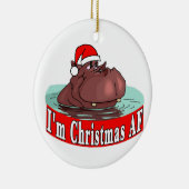 Kerstmis Hippopotamus Keramisch Ornament (Rechts)