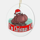 Kerstmis Hippopotamus Keramisch Ornament (Links)