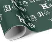 Kerstmis Ho Ho donkergroen typografische patroon Cadeaupapier (Rol Hoek)