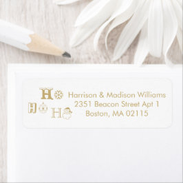 Kerstmis Ho Ho Gold White Return Address Etiket
