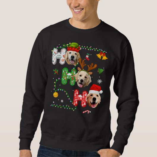 Kerstmis Ho Ho Golden Retriever 351 Trui (Voorkant)
