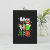 Kerstmis Ho Ho Ho Baseball Lover Santa Reindeer E Kaart (Staand voorkant)