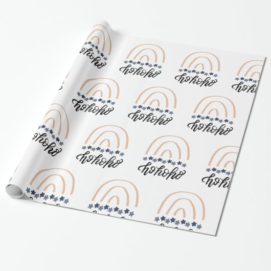 Kerstmis Ho Ho Ho Boho Rainbow Gift Cadeaupapier (Uitgerold)