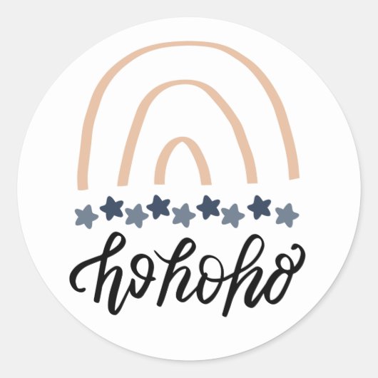 Kerstmis Ho Ho Ho Boho Rainbow Ronde Sticker (Voorkant)