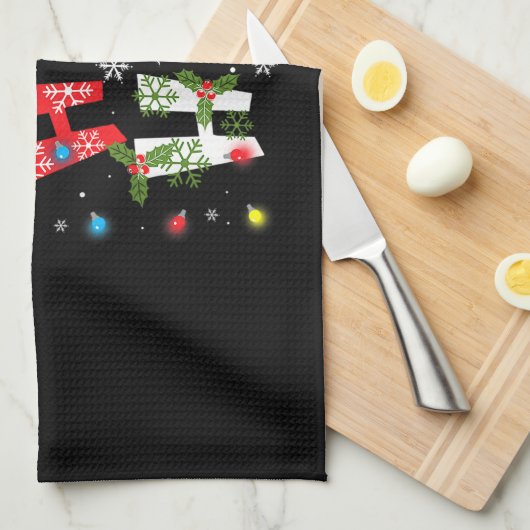 Kerstmis Ho Ho Ho Cat Lovers Lights Pajamas Funny Theedoek (Quarter Fold)