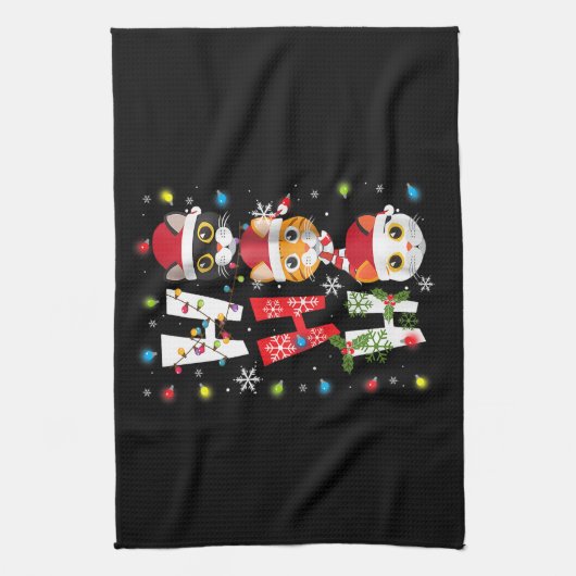 Kerstmis Ho Ho Ho Cat Lovers Lights Pajamas Funny Theedoek (Verticaal)