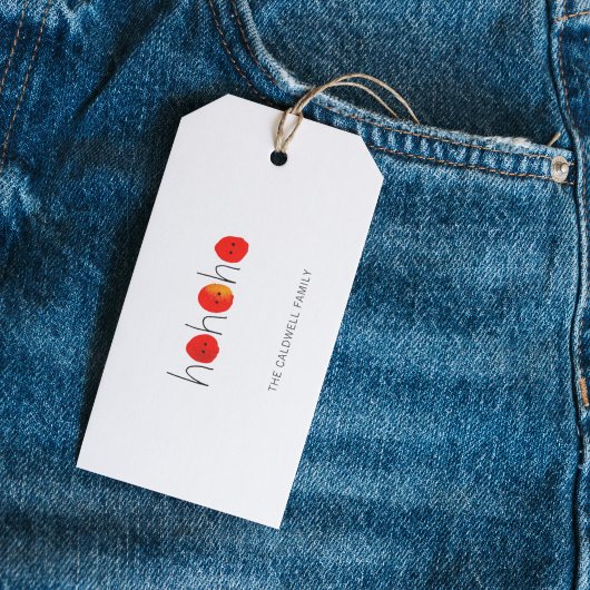 Kerstmis Ho Ho Ho Handbeschilderde neus Cadeaulabel