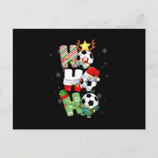 Kerstmis Ho-Ho-Ho Kerstman Rendier Voetbal Kerstmi Feestdagenkaart (Voorkant)