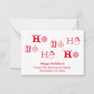 Kerstmis Ho Ho Ho rood aangepaste naam datum schat Notitiekaartje