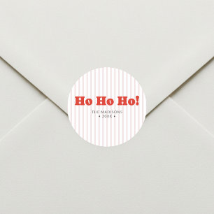 Kerstmis Ho Ho Ho Rood Gestreept Ronde Sticker