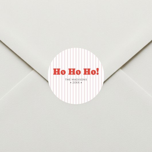 Kerstmis Ho Ho Ho Rood Gestreept Ronde Sticker