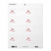 Kerstmis Ho Ho Red blanco, leuk retouradres Etiket (Full Sheet)