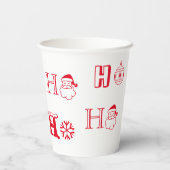 Kerstmis Ho Ho rood en wit schattig Papieren Bekers (Achterkant)
