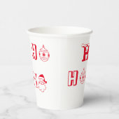 Kerstmis Ho Ho rood en wit schattig Papieren Bekers (Rechts)