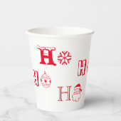 Kerstmis Ho Ho rood en wit schattig Papieren Bekers (Voorkant)