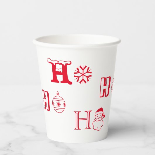 Kerstmis Ho Ho rood en wit schattig Papieren Bekers (Voorkant)