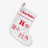 Kerstmis Ho Ho Rood met naam schatje Kleine Kerstsok (Voorkant (Hangend))