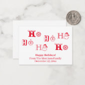 Kerstmis Ho Ho Rood met naam schatje Notitiekaartje (Voorkant / Achterkant in situ)