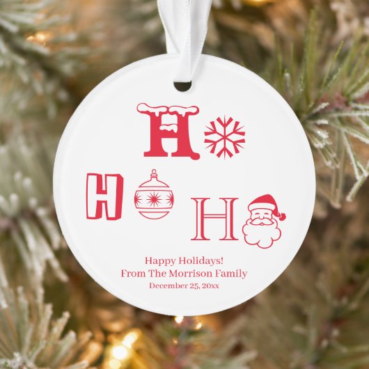 Kerstmis Ho Ho Rood met naam schatje Ornament (Boom)