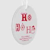Kerstmis Ho Ho Rood met naam schatje Ornament (voorkant)