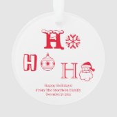 Kerstmis Ho Ho Rood met naam schatje Ornament (achterkant)