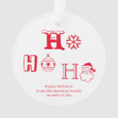 Kerstmis Ho Ho Rood met naam schatje Ornament (voorkant)