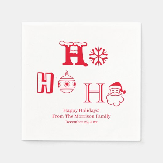 Kerstmis Ho Ho Rood met naam schatje Servet (Voorkant)