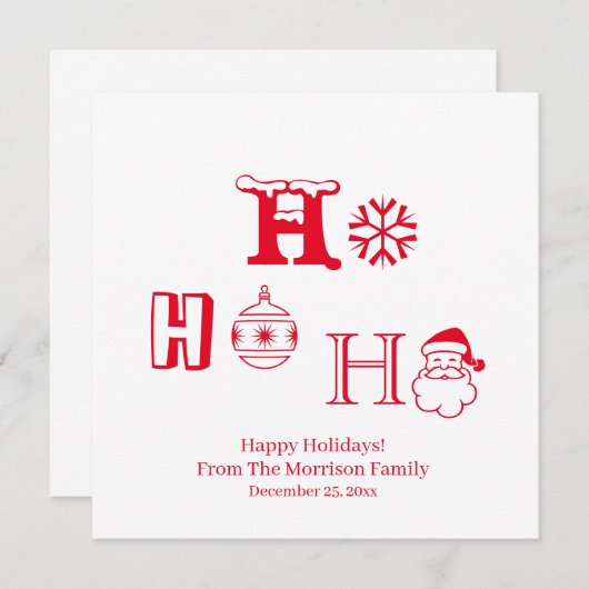 Kerstmis Ho Ho Rood op naam datum schatje (Voorkant / Achterkant)