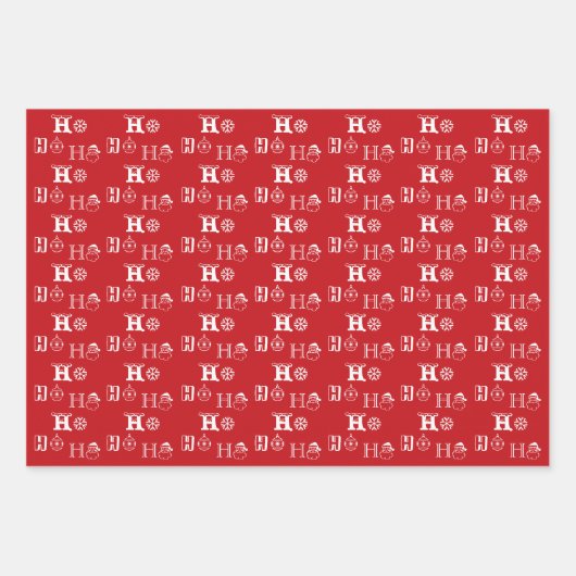 Kerstmis Ho Ho Rood wit groen patroon schattig Inpakpapier Vel (Voorkant 2)