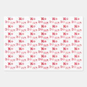 Kerstmis Ho Ho Rood wit groen patroon schattig Inpakpapier Vel (Voorkant)