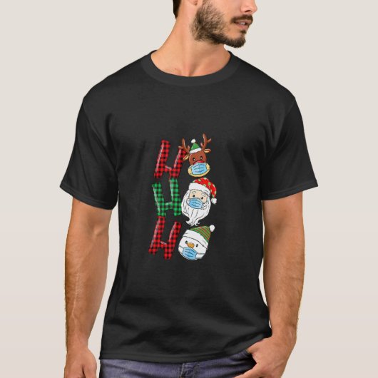 Kerstmis Ho Ho Santa Reindeer Snowman Face Mas T-shirt (Voorkant)