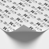 Kerstmis Ho Ho zwart-wit patroon schattig Cadeaupapier (Hoek)