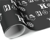 Kerstmis Ho Ho Zwart wit patroon schattig Cadeaupapier (Rol Hoek)