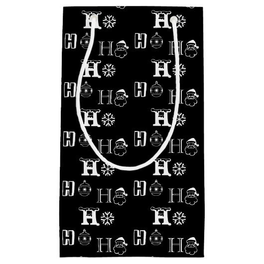 Kerstmis Ho Ho zwart-wit patroon schattig Klein Cadeauzakje (Voorkant)