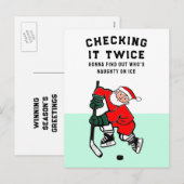 Kerstmis hockey feestdagenkaart (Voorkant / Achterkant)