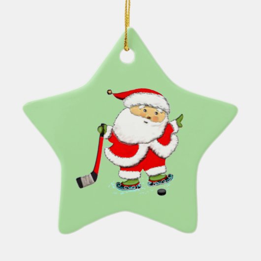 Kerstmis hockey keramisch ornament (Voorkant)