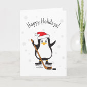 Kerstmis Hockey Pinguïn Prettig Kerstfeest Feestdagen Kaart (Voorkant)