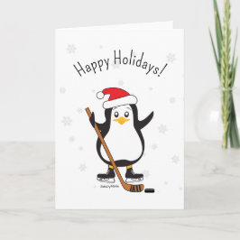 Kerstmis Hockey Pinguïn Prettig Kerstfeest Feestdagen Kaart