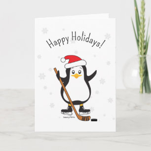 Kerstmis Hockey Pinguïn Prettig Kerstfeest Feestdagen Kaart