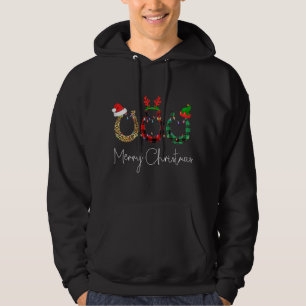 Kerstmis Hoefijzer Leopard Pset Santa Hat Horse Hoodie