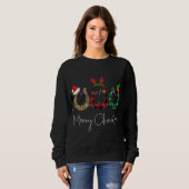 Kerstmis Hoefijzer Leopard Pset Santa Hat Horse Trui (Voorkant volledig)