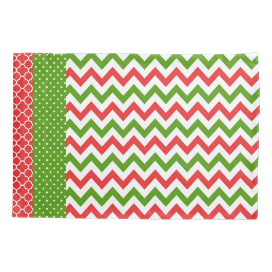 Kerstmis Hoesje Rood en Groen Patroon Kussensloop (Achterkant)