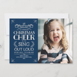 Kerstmis Holiday Foto in Blue Feestdagenkaart