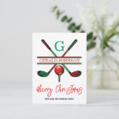 Kerstmis-holiday golf ontwerp briefkaart (Staand voorkant)