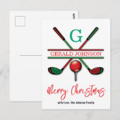 Kerstmis-holiday golf ontwerp briefkaart (Voorkant / Achterkant)