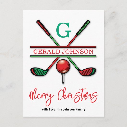 Kerstmis-holiday golf ontwerp briefkaart (Voorkant)